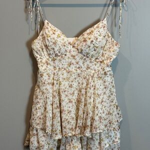 Altar'd State Floral Romper Ruffle Tiered Cottagecore Romantic Size L